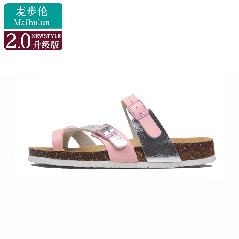 Fashion Low-top cork beach flip-flops beaded couple beach flip-flops soft heel flat slippers women summer unisex slippers