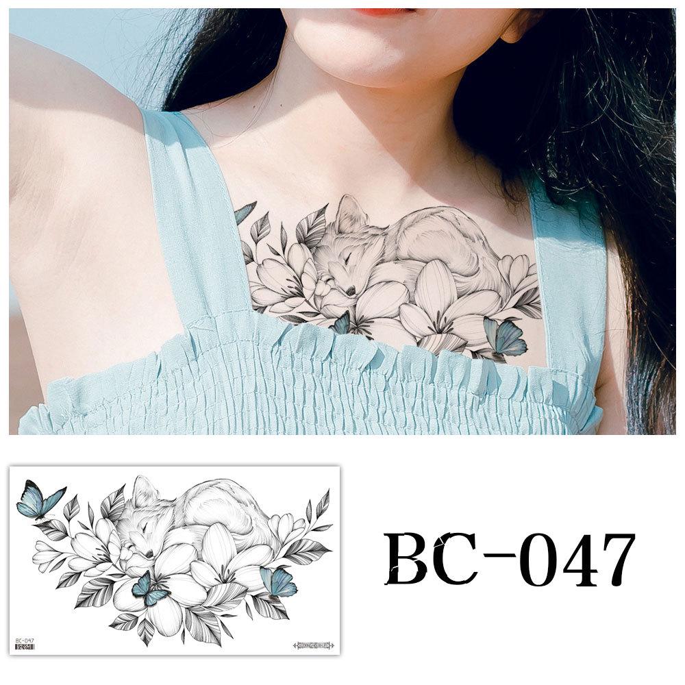 Waterproof Sexy Floral Tattoo Stickers for Chest & Clavicle