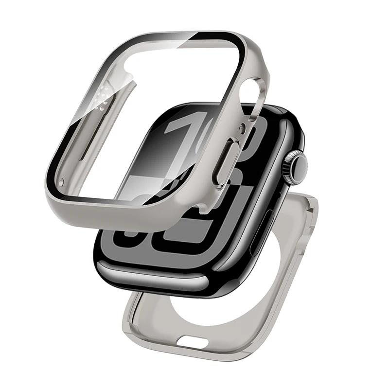 Waterproof Cover+Glass for Apple Watch 11 10 Case 46mm 42mm 45mm 41mm 44mm Hard PC Screen Protector for iWatch 9 8 7 6 5 4 SE 7