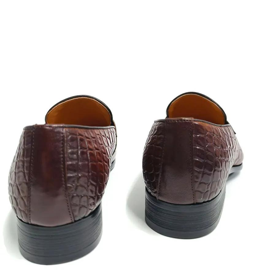 Fashion Crocodile Pattern Men Loafers Genuine Leather Shoe Luxury Zapatos De Hombre New Elegant Brown High Grade Handmade Suits Footwear