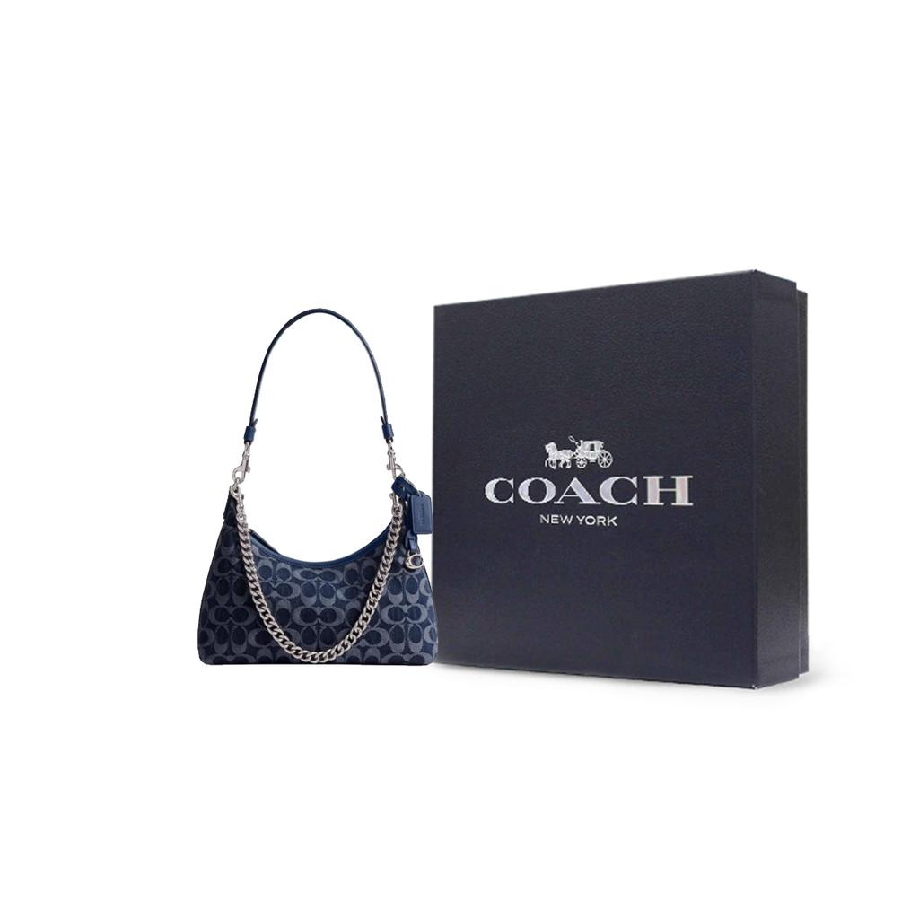 Coach Juliet Fabric Portable Crossbody Bag, Shoulder Bag Large Womens Dark Blue Mixed Color