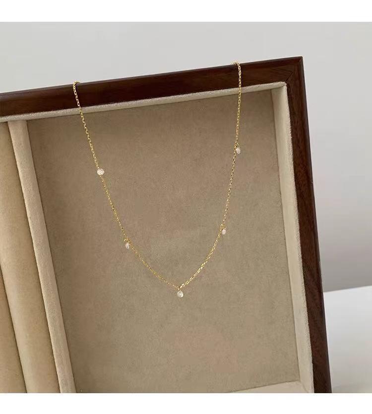 925 Sterling Silver Zirconia Water Drop Choker Necklace for Women - Elegant Korean-Inspired Clavicle Chain Accessory