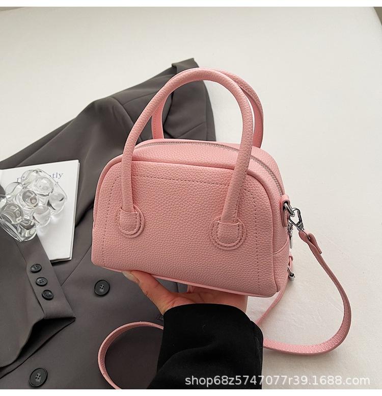 

Solid color pillow bag niche design Boston handbag simple high-end single shoulder crossbody small square bag bags розовый