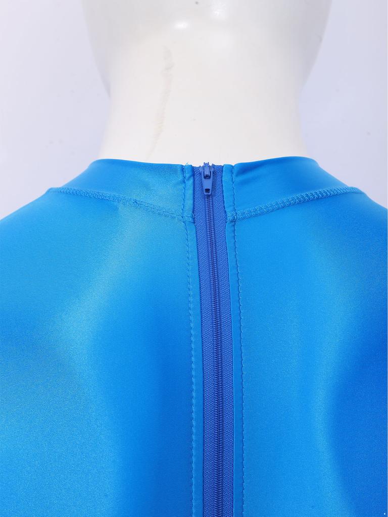 Men Yoga Sportswear Bodysuit Oil-shiny Finish Sheer Mesh Mock Neck Sleeveless Back Zipper Boxer Bottom One Piece Swimsuit