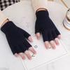 Black Gloves Autumn Winter Fashion Keep Warm Knitted Half-Finger Gloves Unisex