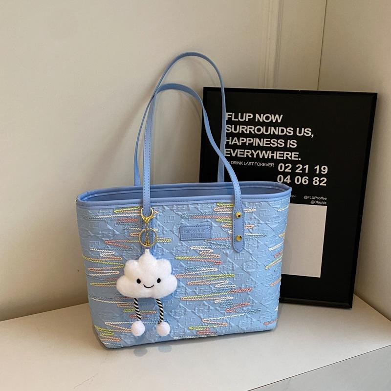 

Casual bag women s new summer shoulder bag large-capacity tote bag student hand bag in class бежевый