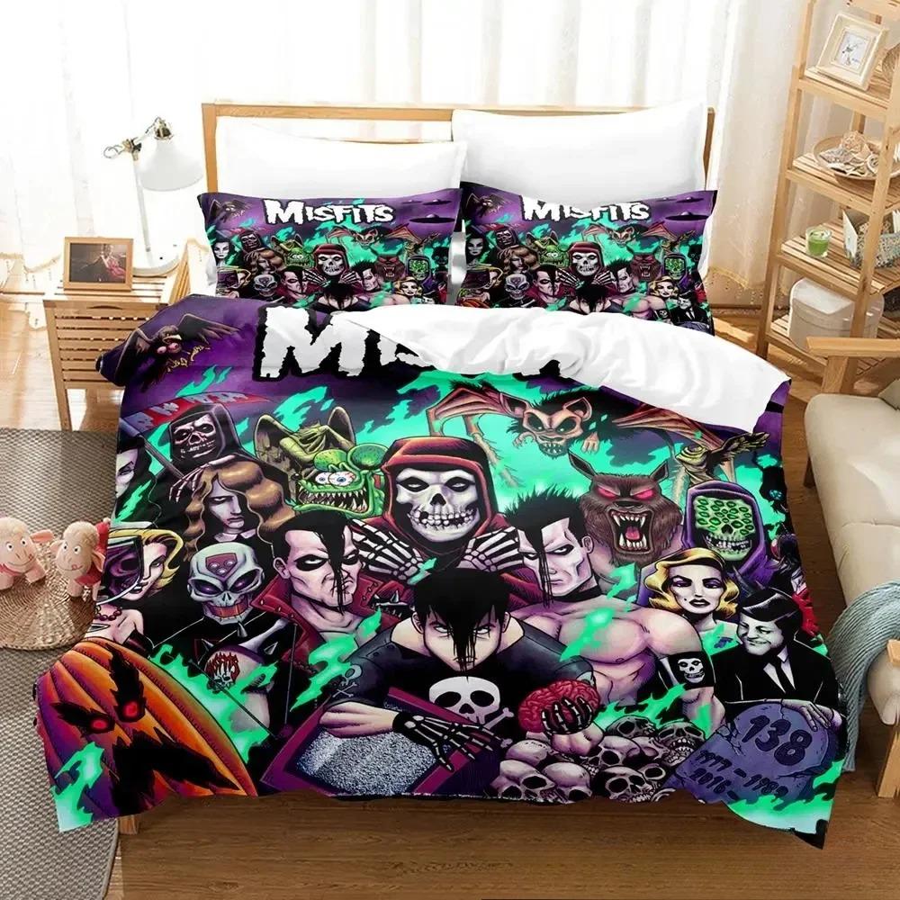 3D Tisk The Misfits Glenn Danzig Ložní souprava Chlapci Dívky Twin Queen King Size Povlak na přikrývku Povlak na polštář Postel Chlapci Dospělí