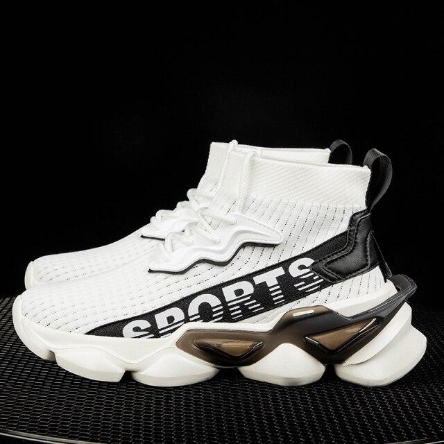 

Yrzl Новые кроссовки мужские высокие сетчатые легкие повседневные туфли дышащие носки обувь для спорта на открытом воздухе для мужчин 44 белый