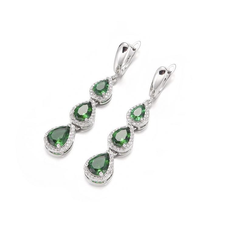 Water Drop Long Necklace Earrings Ring Bracelet Jewelry Set Fashion Zircon Jewelry Set