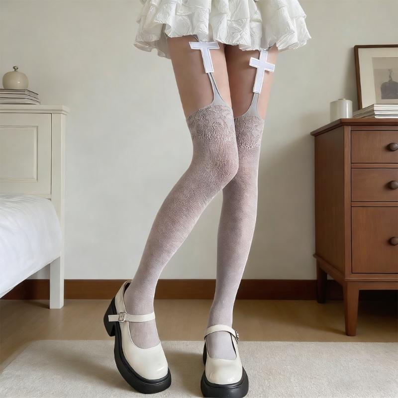 Sweet Elegant Women Thigh High Stockings Fashion Thin Hollows Long Tights Women Half Leg Tube Stockings Girl Garter Socks