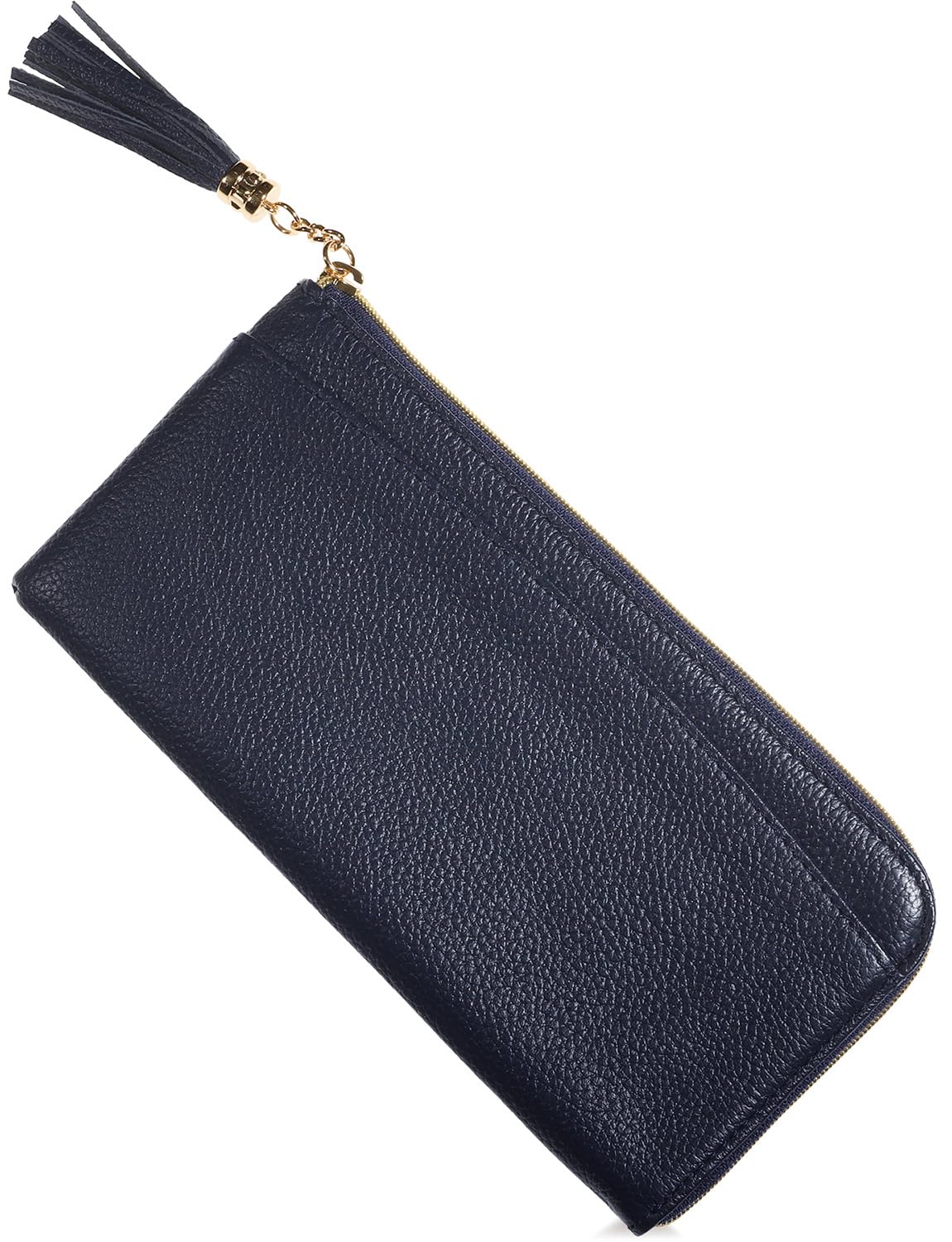 

Синій Щирий Натуральна Шкіра Довгий Гаманець для Жінок Захист від RFID Скімінгу Гаманець на Блискавці з Китицею Відділення для Купюр Гаманець для Монет SW3 [BLUE SINCERE]