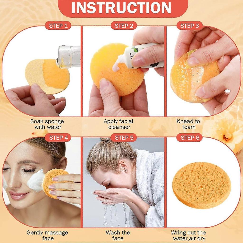 300 Count Compressed Facial Sponges Natural Exfoliating Pads for Estheticians 100% Biodegradable Orange Color