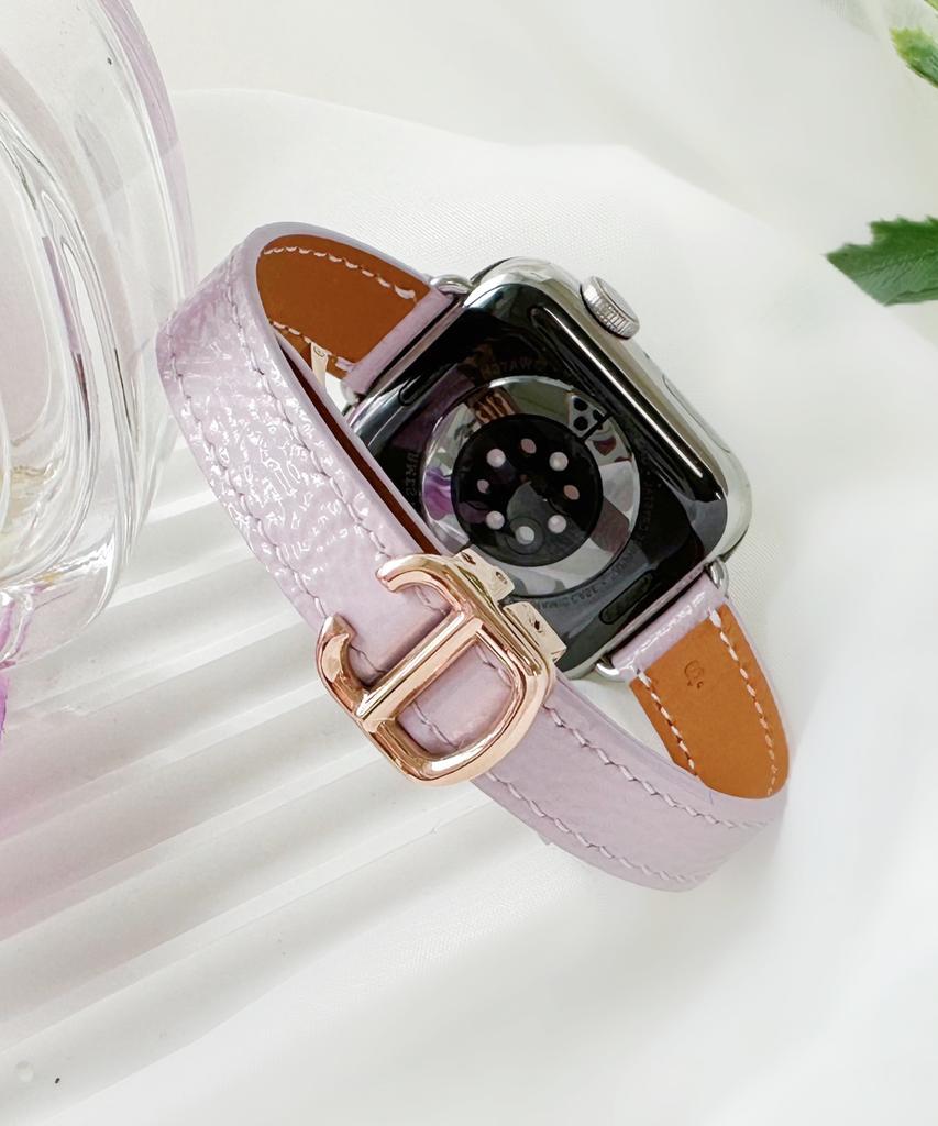 Adeo Apple Watch Premium Glossy Slim Strap Light Purple Lilac Leather Watch Band