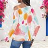Women Plus Size Asymmetric Cutout Neck Cold Shoulder Long Sleeve Blue Printed Fitted Blouse