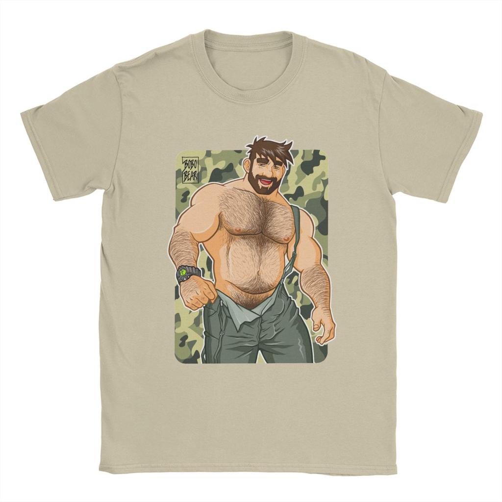 Herren Adam Likes Latzhosen Camouflage Gay Bär T-Shirt Baumwoll-Tops Neuheit Kurzarm Rundhals T-Shirt Grafik-T-Shirts