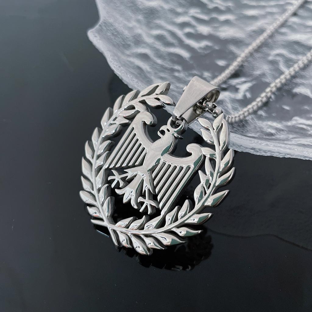 New German Eagle Arms Flag Pendant Necklace for Men Women Stainless Steel Germany Patriotic Jewelry Accessories Gifts
