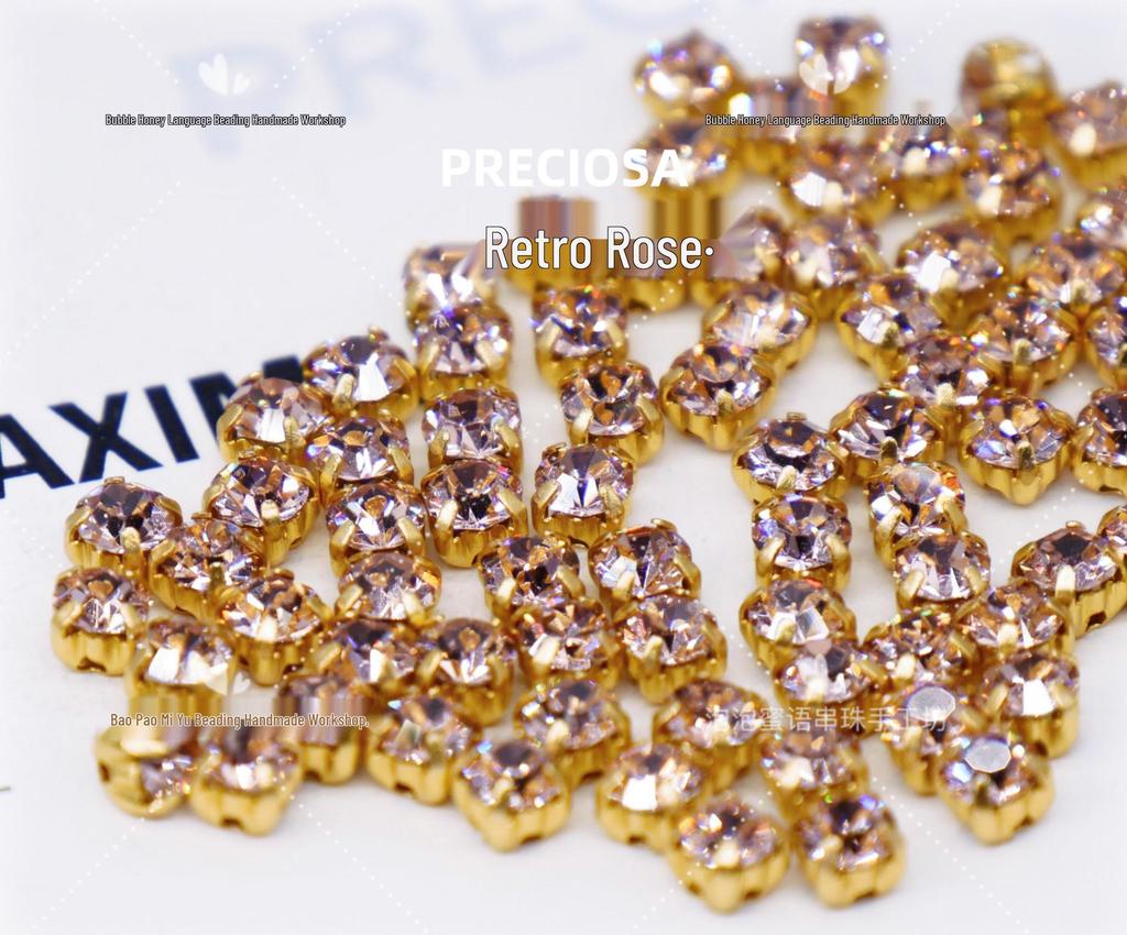 Czech Preciosa Claw Rhinestones Gold Base, PP24/31, 3mm/4mm, 20 Pieces