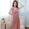 Simulated Silk Nightdress Sexy Fun Pajamas Lace Slim Skirt Solid Color Home Wear