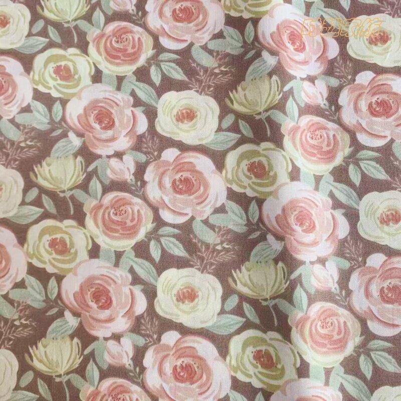 160cm*50cm cotton coffee rose cotton twill baby quilt cover DIY handmade clothing bed curtain curtain tablecloth cotton fabric