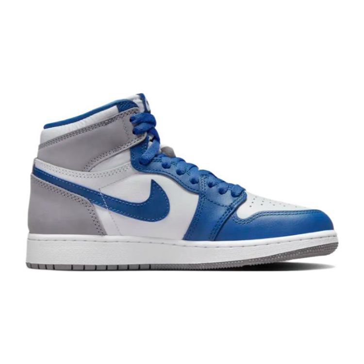 Air Jordan 1 Retro High OG GS True Blue Kinder-Sneaker Weiß Zementgrau FD1437-410