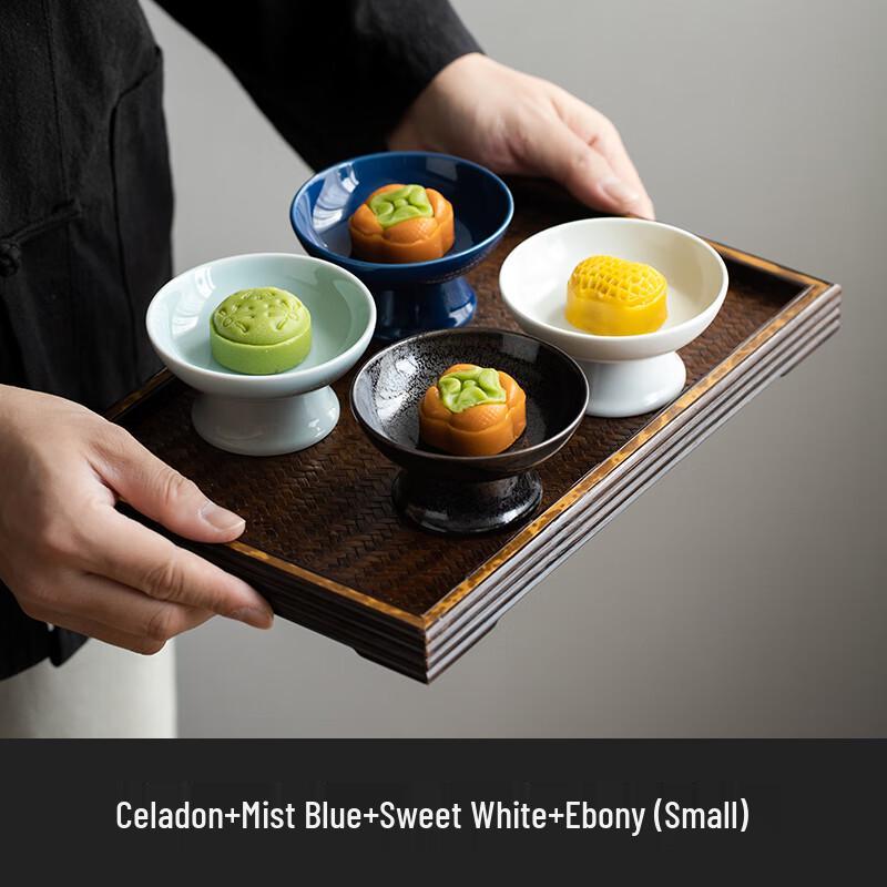 Набор из 2-х керамических подставок для тортов Wuhe, китайский стиль, маленький (4-Pack)