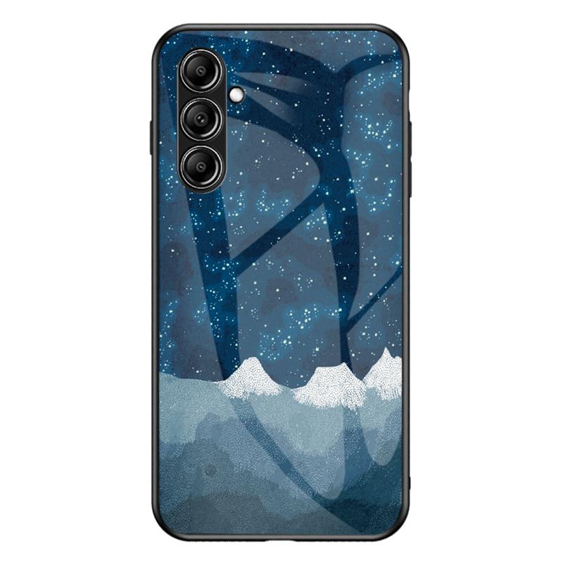 For Samsung Galaxy S23 FE Starry Sky Pattern Tempered Glass Case PC+TPU Anti-Scratch Phone Cover