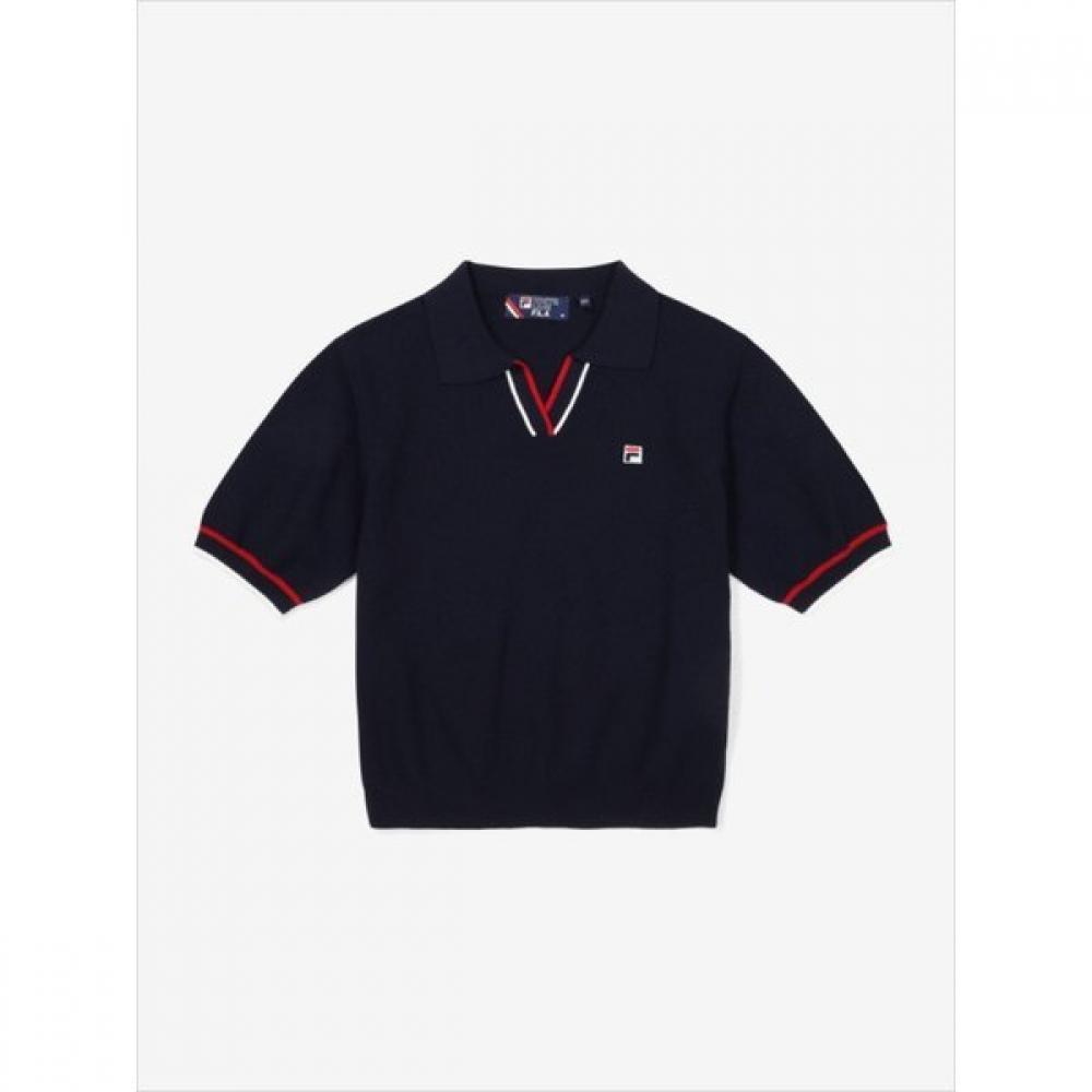 Fila Women S tenniS Life Tipping Crop Knit Polo Shirt fS2tSf2372fina 95(M)