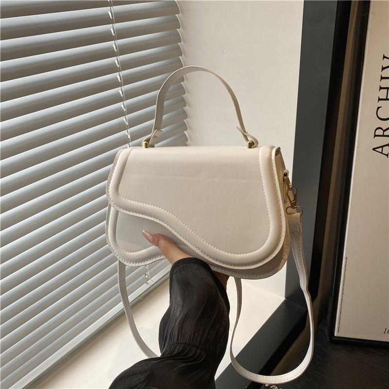 Popular new simple texture bag women's bag solid color shoulder crossbody portable small square bag