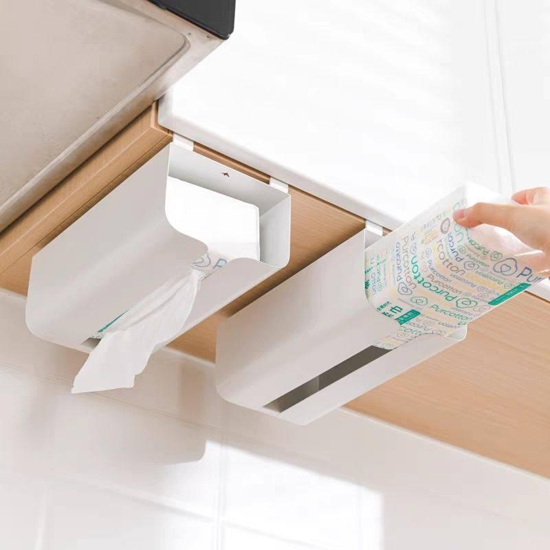 Seamless Wall-Mounted Tissue Box for Bathroom and Kitchen Adhesive Tissue Box (Single)