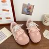 Pink Dexun board shoes female ugly cute spring new chic niche puff bread shoes Forrest Gump ballet little white shoes