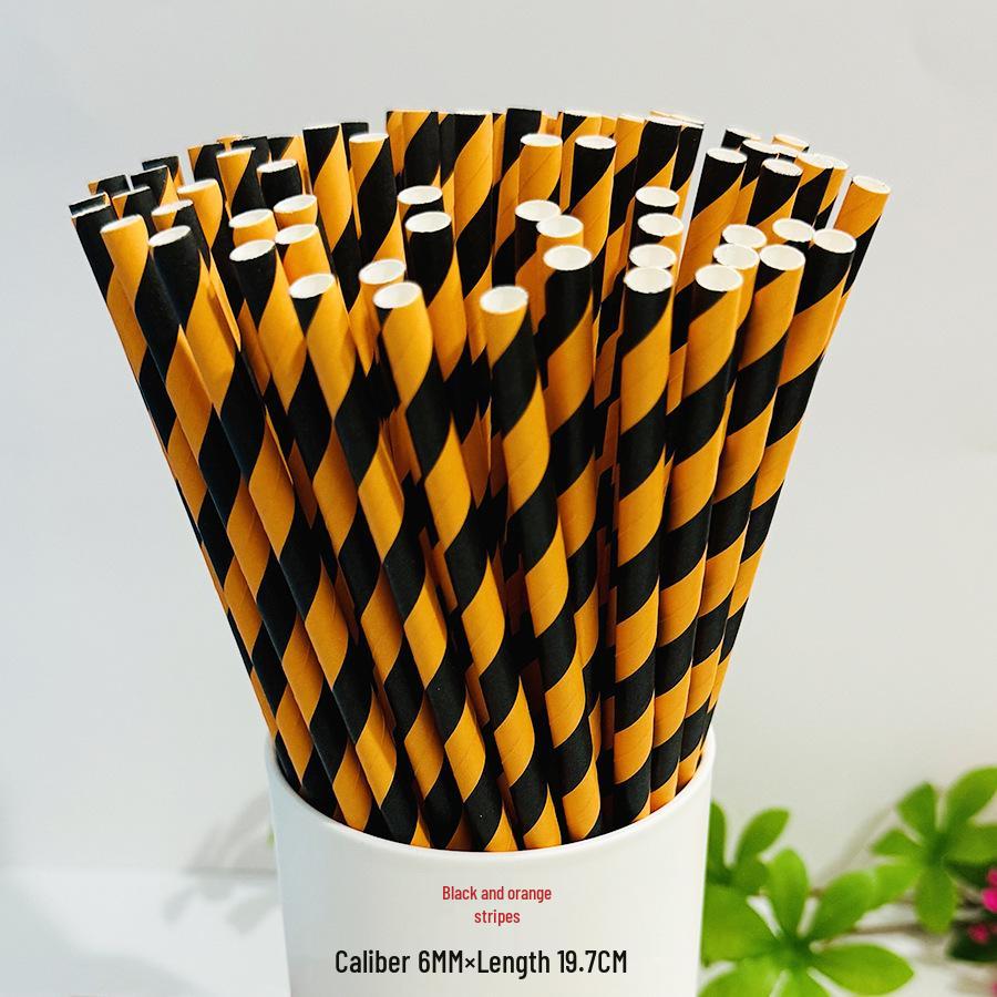 Biodegradable Halloween Paper Straws with Skull and Pumpkin Design