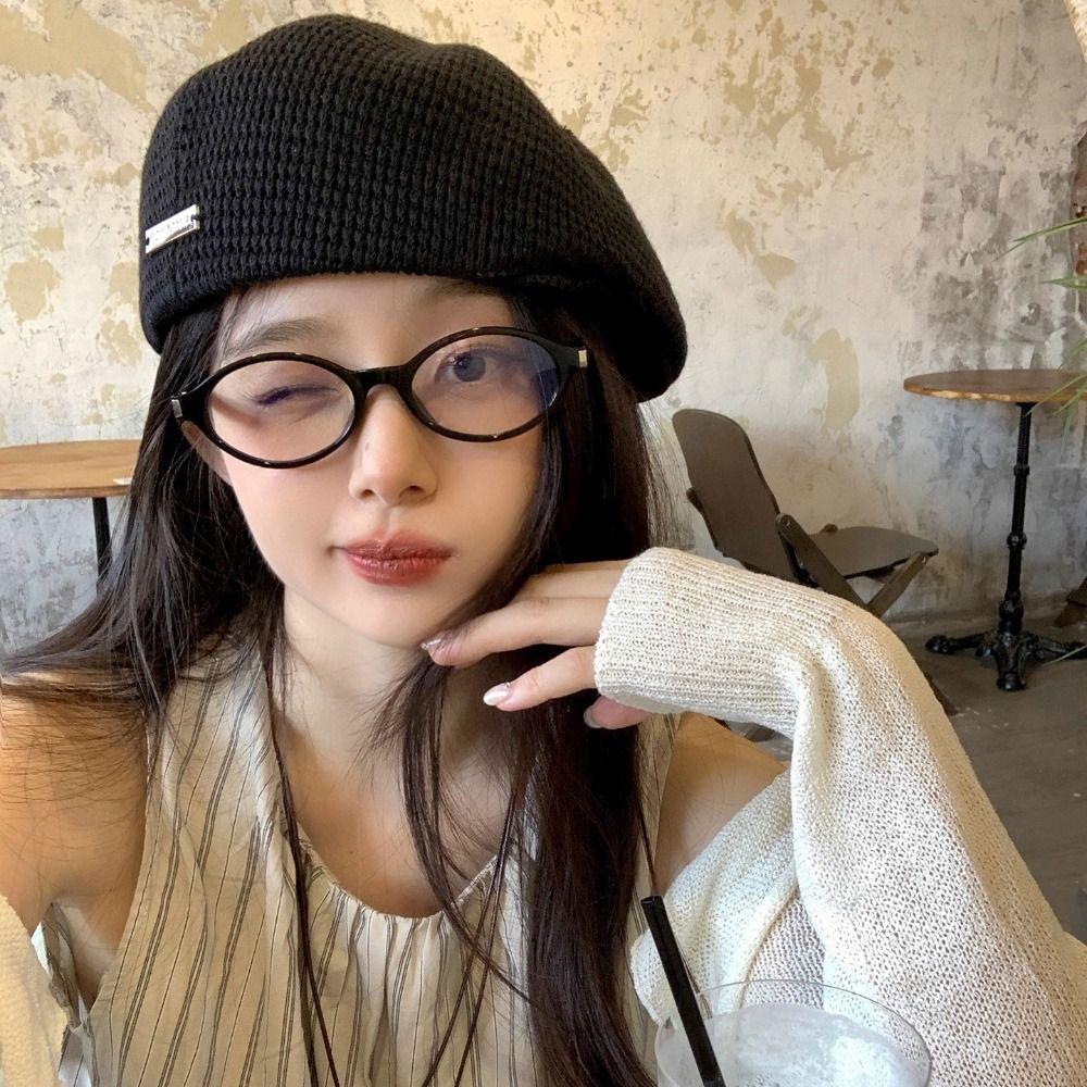 Vintage Hollowed Out Beret Hat Breathable Crochet Knitted Cap Cute Weave Hat  Beach