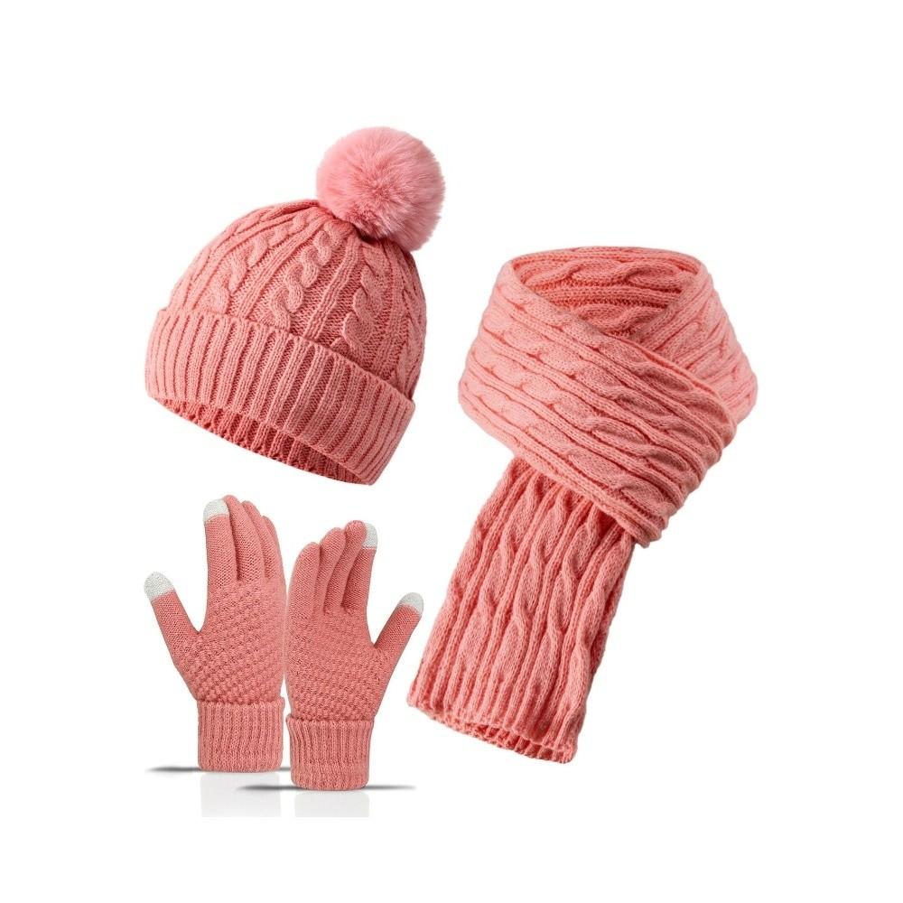 3Pcs/Set Windproof Knit Beanie Snood Set Thicken Scarf Neck Warmer Suit for Men Women