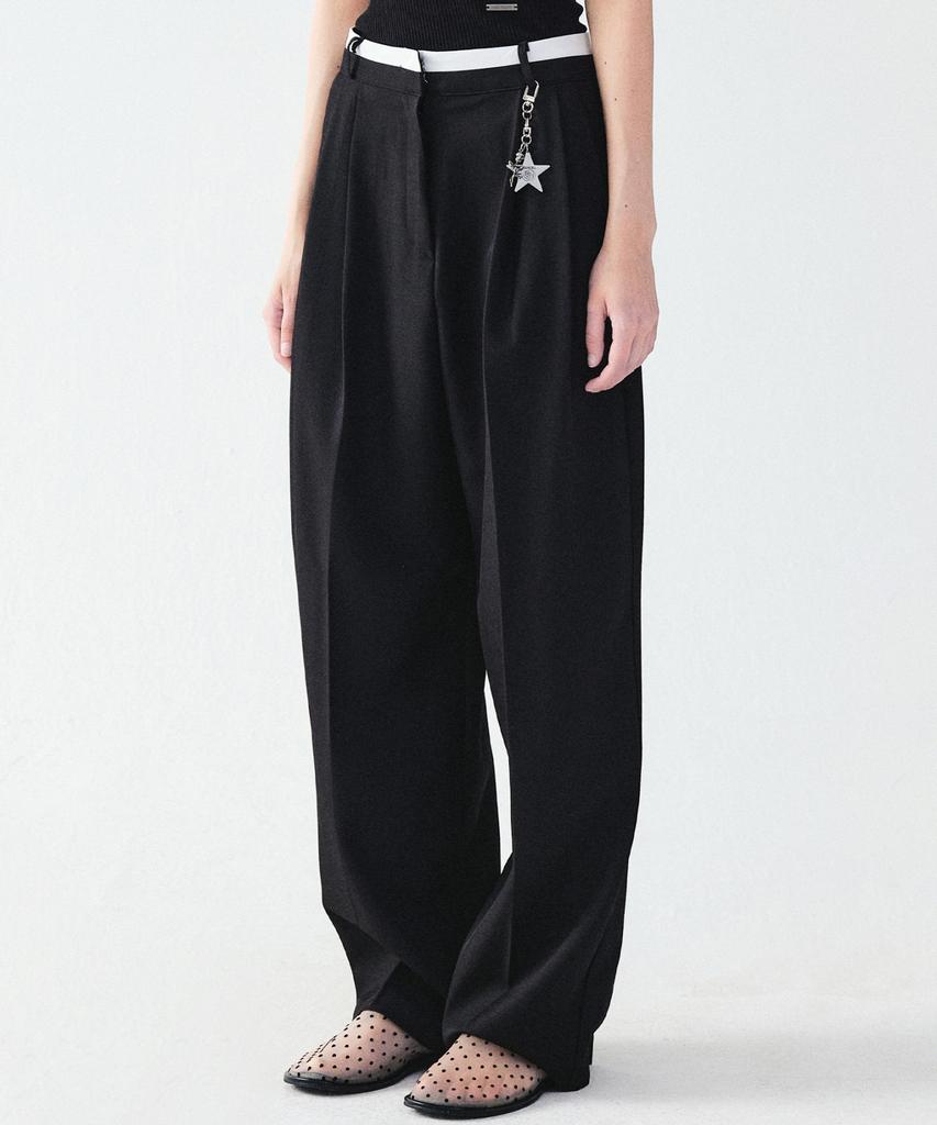 Nigaennikol Double Waistband Slacks_Black