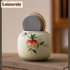 250ml Hand-painted Pomegranate Tea Box Organizer Moisture-proof Handmade Storage Tank Containers Tea Caddy Teaset Decoration