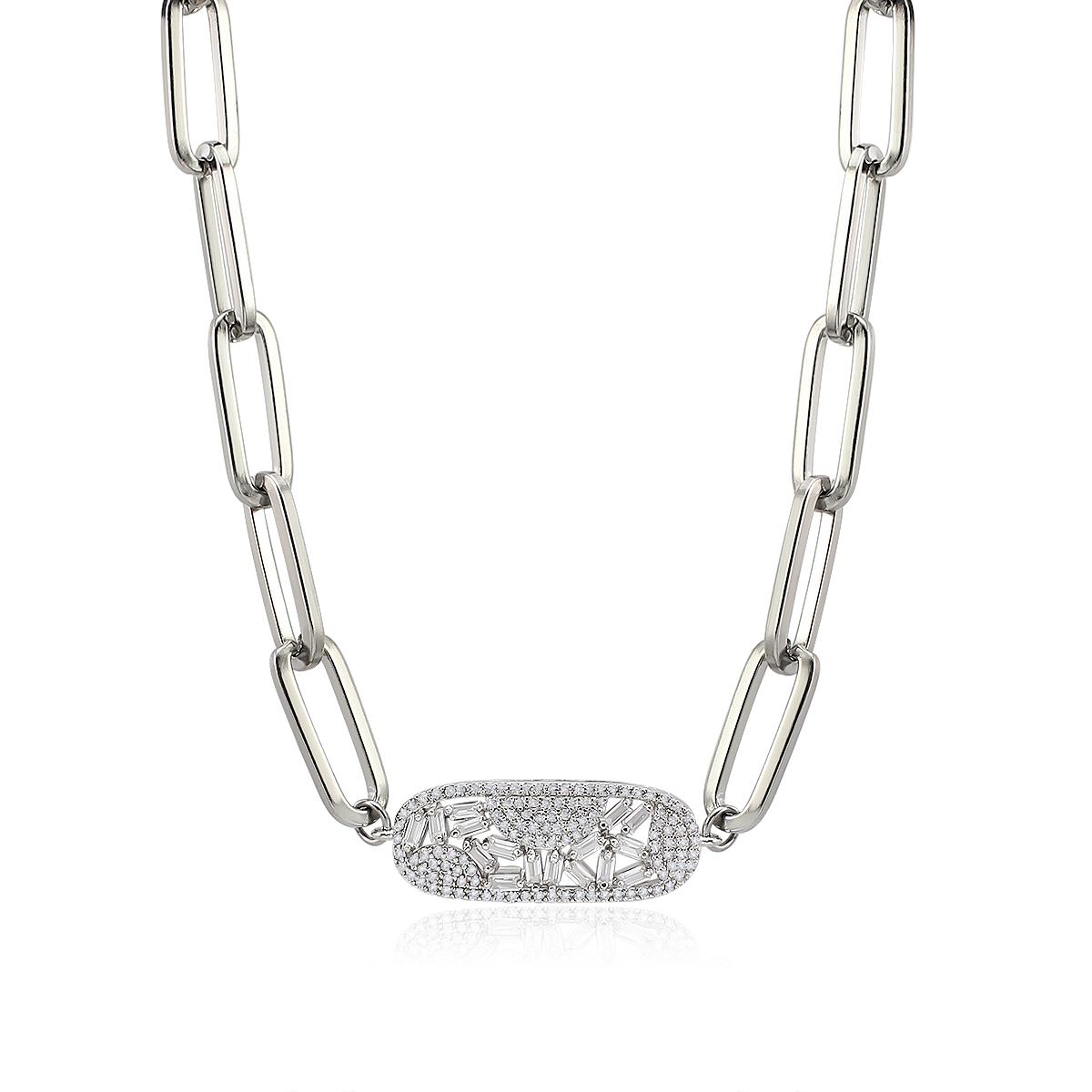 

European and American Ins Simple Temperament and Versatile Silver Plated Micro-paved Zircon Necklace Design Niche Light