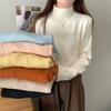 Soft waxy Andy fleece knitted sweater women's semi-turtleneck sweater autumn and winter simple casual inner long-sleeved bottoming top