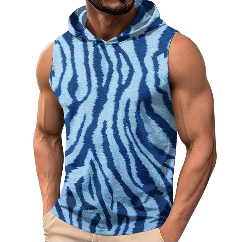Men's Sleeveless Hoodie Lightweight Casual Vest with Leopard Print Pattern Fashionable Design for Summer Outdoor Activities Gym and Daily Wear