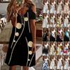 Vestido de Verano con Hombros Descubiertos de Encaje y Manga Corta Nuevo Estampado Holgado Casual Vestidos de Fiesta Moda Femenina Elegante Línea A Talla Grande Ropa Dulce