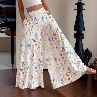Women's Colorful Floral Print Wide Leg Pants