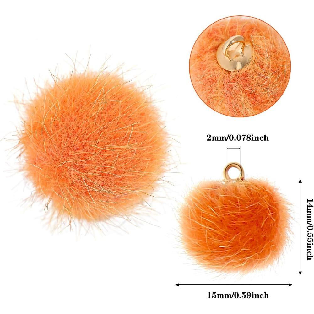20/60 Pieces Pompoms Earrings Fabric Metallic Colorful Pompoms Charms DIY Fluffy Ball for Tassel Earrings Charm Pendant Keychain Jewelry Making
