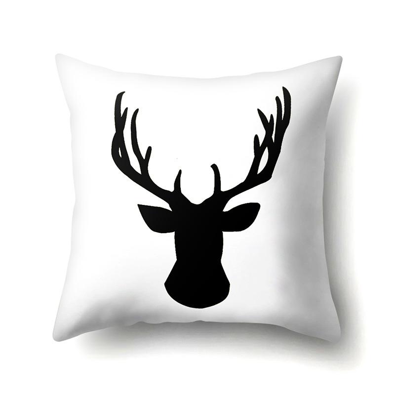 Polyester Pillowcase Peach Leather Velvet Black and White Geometric Printed Pillowcase Waist Cushion Cover Bedside Cushion Cover Bedside Cushion Cover