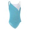 Vestito da Ginnastica da Bambina Senza Maniche con Rucher, Patchwork in Rete, Strass Scintillanti, Slip Integrati
