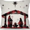 Christmas Pillowcase Linen Print Elk Snowman Home Decoration Sofa Cushion Cover