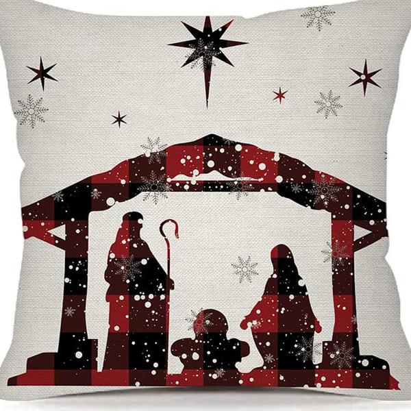 Christmas Pillowcase Linen Print Elk Snowman Home Decoration Sofa Cushion Cover
