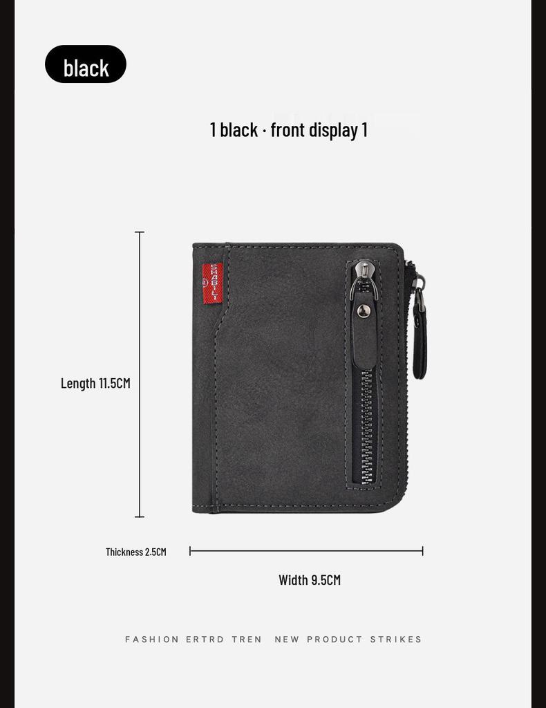 Men's Large Capacity Multifunctional Zipper Wallet with Multiple Card Slots and Coin Purse