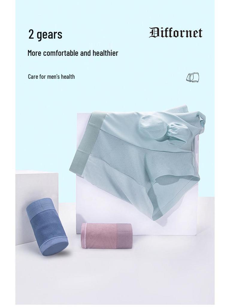 Diffornet Men's Breathable Seamless Boxer Briefs with Double-Compartment Design