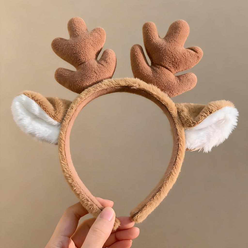 Cartoon Cute Vintage Plush Antler Unisex Headband One-size-fits-all Washing Face Hairpin Taking Photos New Autumn Winter