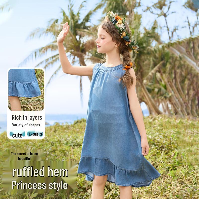 ASK JUNIOR Девочки Джинсовое платье-принцесса из тенсела 130