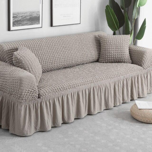 Living Room Stretch Sofa Cover Printed Plaid Stretch Sofa Cover Combination Sofa Cover L Shape 1-4 Cushion